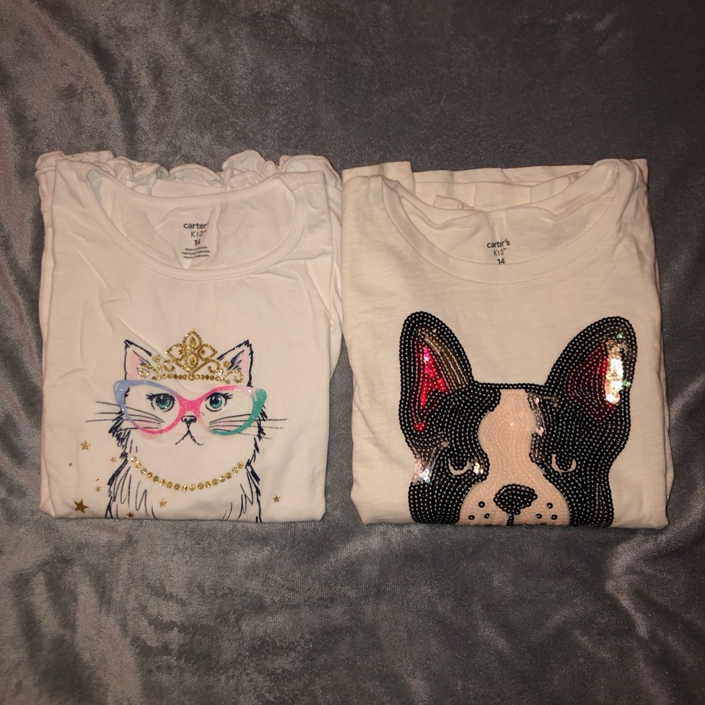 🌟 Two white long sleeve Girls tops